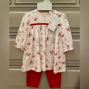 NWT girls 6-9 month Christmas outfit! Top with red pants.